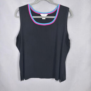 Ming Wang Tank Top Womens 3X Black Sleeveless Tank Shell Acrylic Knit Stretch